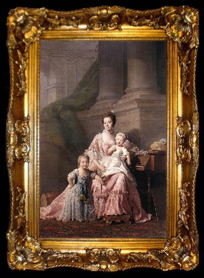 framed  Allan Ramsay Charlotte of Mecklenburg-Strelitz with two of her children, ta009-2
